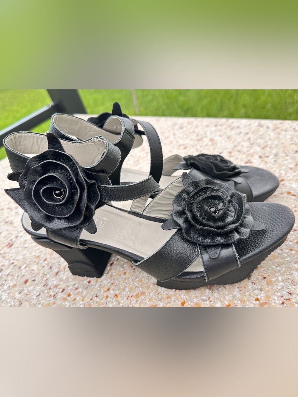 L'Artiste Spring Step Shelly Leather Platform Sandal Heels US Sz 10.5 to 11